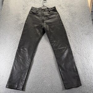 Biker's Club Pant Womens 10 Black Leather Biker Straight Leg Motorcycle Racing
